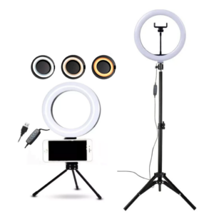 kit 2 ring light led 10” + 6” com tripé e suporte